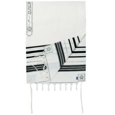 Tallit Polyester, zwarte streep